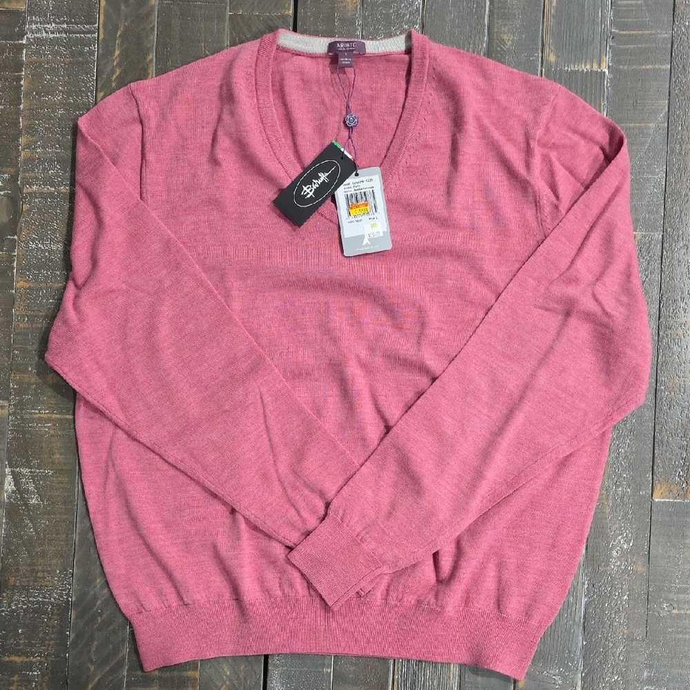 Elegant V-Neck Men's Sweater in Rose by [Brand]